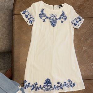 White and blue dress